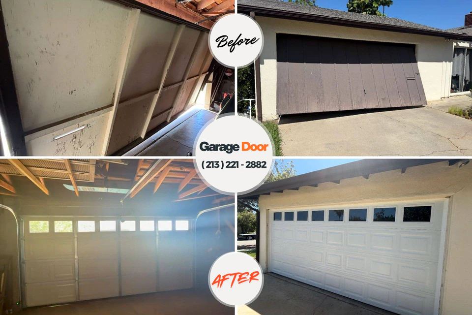 Before and after: garage door repair Flossmoor, IL